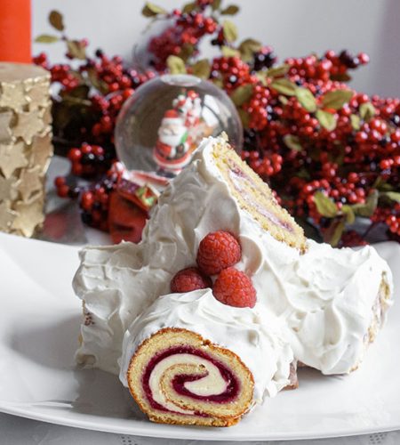 White Chocolate and Raspberry Yule Log