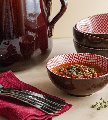 Pearled spelt soup