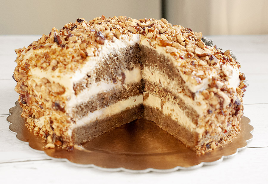 Coffee cake, almonds, and “dulce de leche”: Almendrado