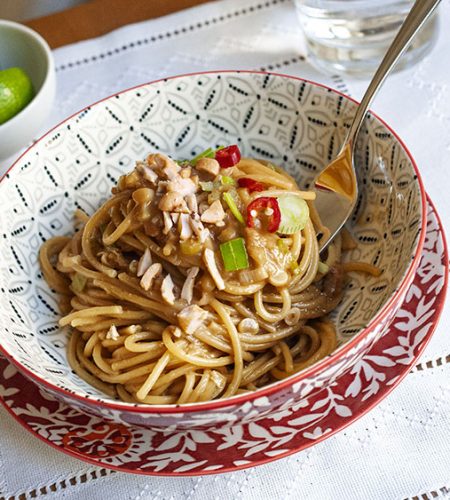 Spaghetti dei 10 minuti al burro di noccioline
